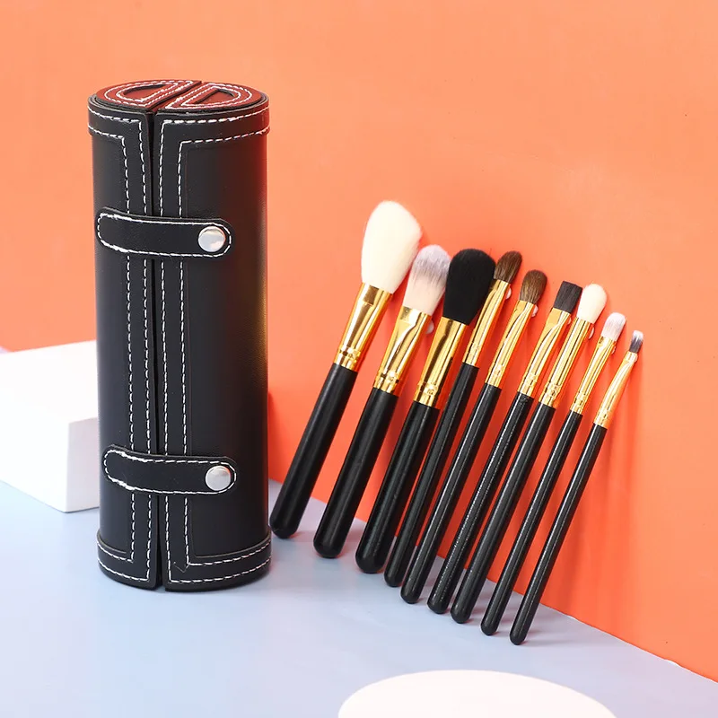 9 cosmetic brush sets, plastic brush handle, fiber wool cosmetic brush, powder powder eye shadow blush and brush glitter brush