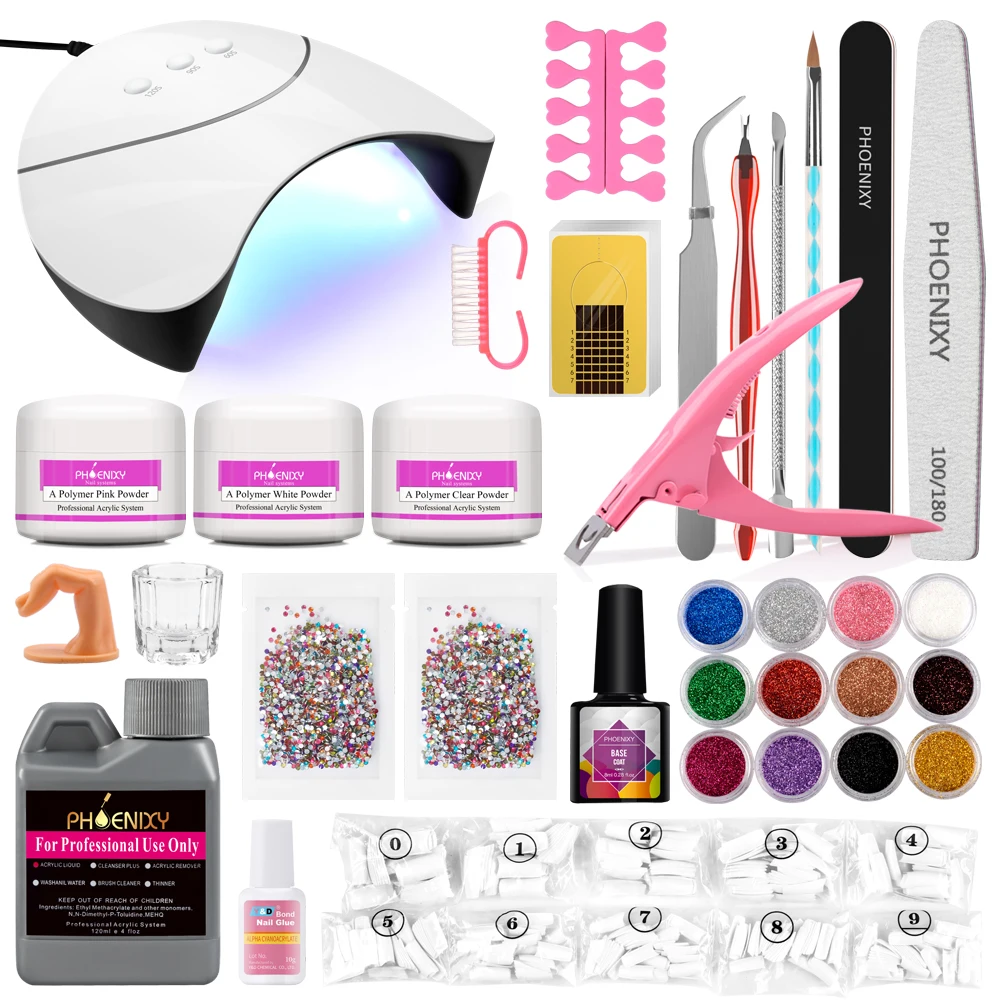 

Acrylic Powder Nail Kit 120ML Acrylic Liquid Set For Manicure Nail Extension Set Nail Glitter Powder Tools For Acrylic Nail Kit