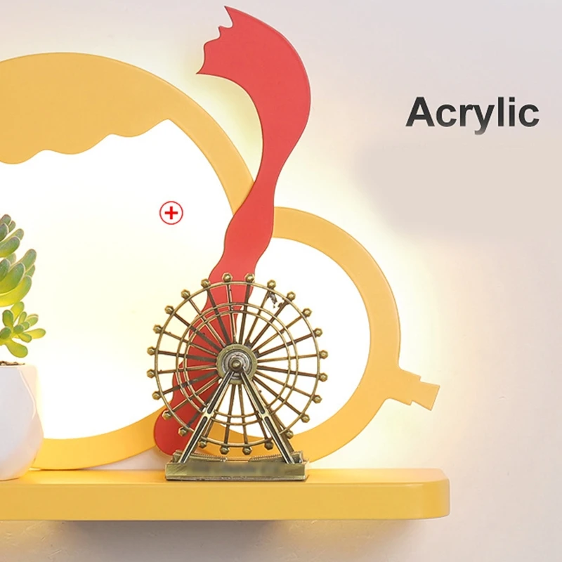 Мультяшный настенный светильник с плавающей полкой держатель для хранения милый