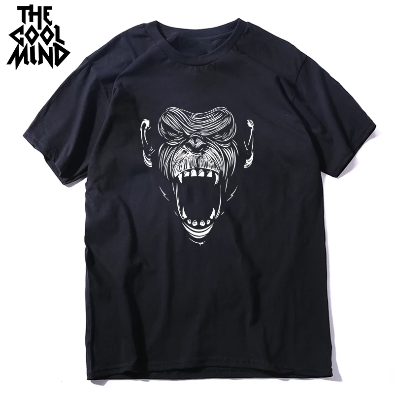 

COOLMIND 100% Cotton Summer Cool Monkey Men Tshirt Casual Summer Loose Men T Shirt Male o-neck T-shirt Tee Shirts