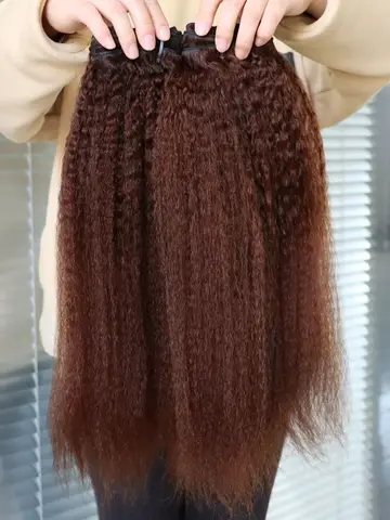 Светло-коричневый # 4-цветные пучки человеческих волос Virgin Remy с утком и кружевной фронтальной застежкой, странные прямые грубые яки, прозрачное кружево