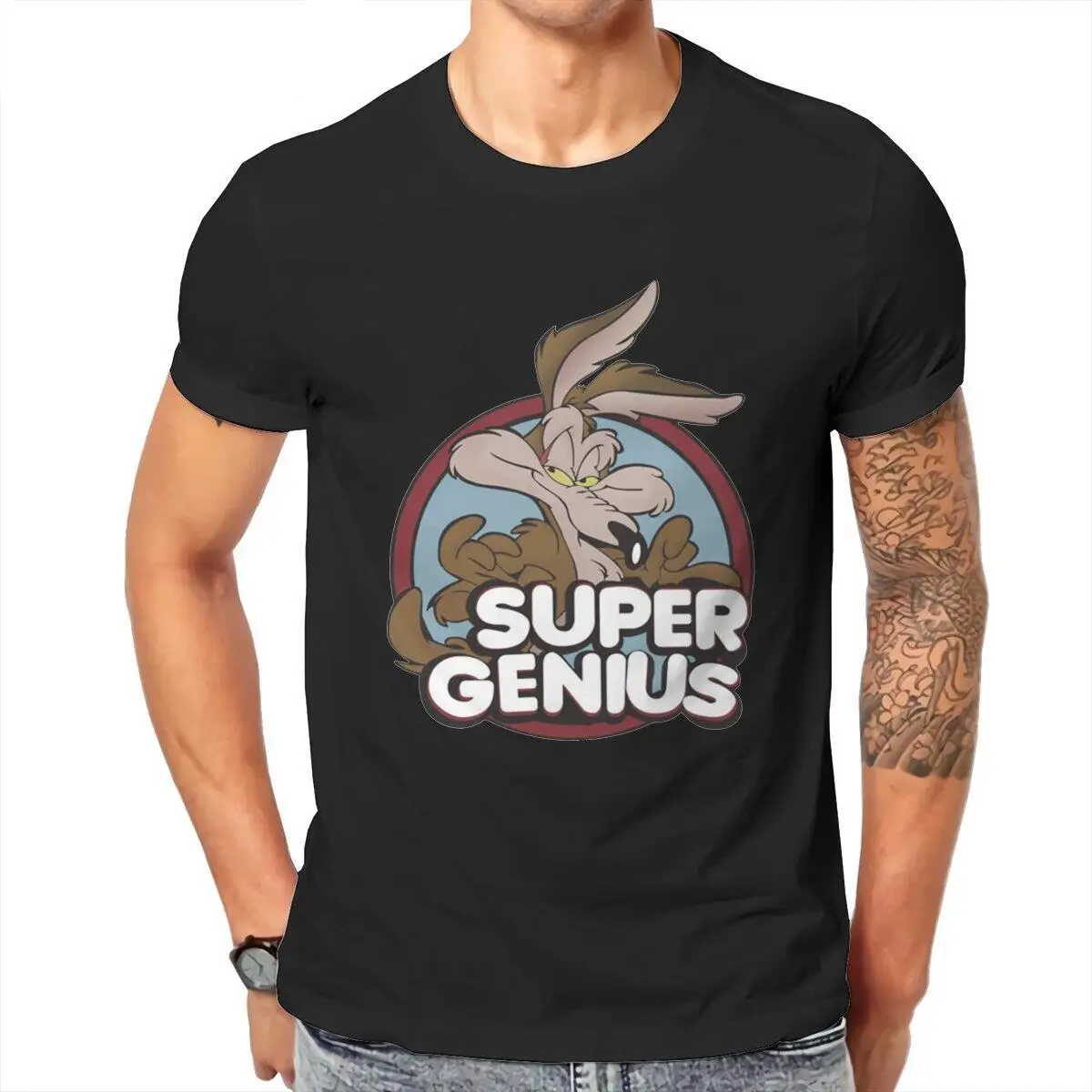 Willie E Coyote Super Genius T Shirt Men's  Pure Cotton Casual T-Shirt Crew Neck  Tees Short Sleeve Clothes Gift Idea