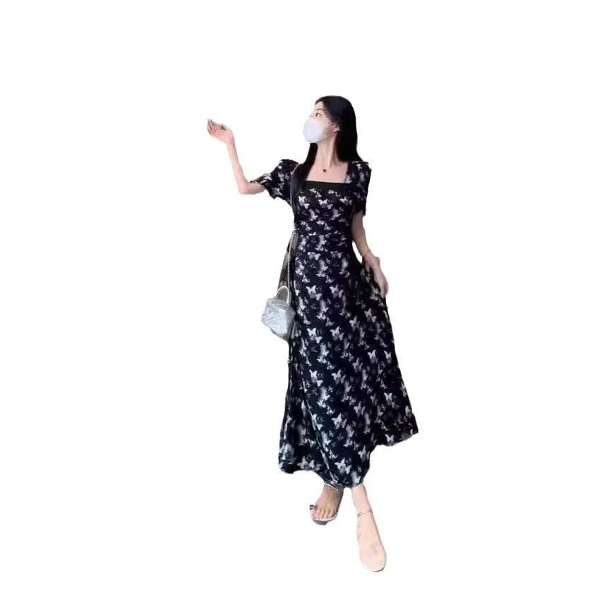 Элегантное невидимое платье на молнии с принтом бабочки для женщин коротким