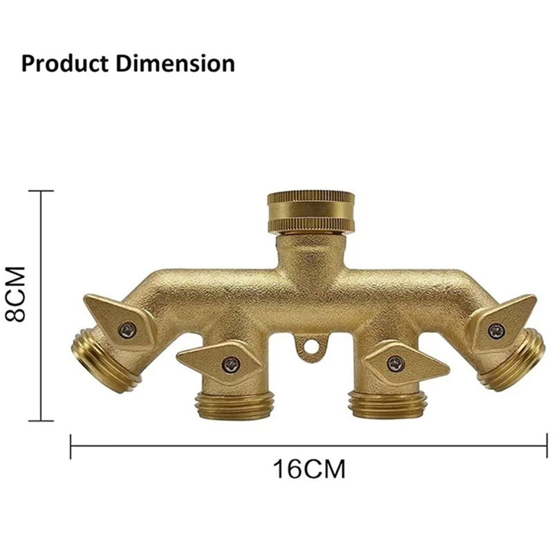 Акция! 3/4 дюймовый сплошной латунный адаптер для садового шланга 4-ходовые
