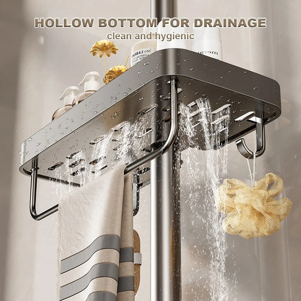 Двухъярусная настенная полка для ванной комнаты. Сверление не требуется.