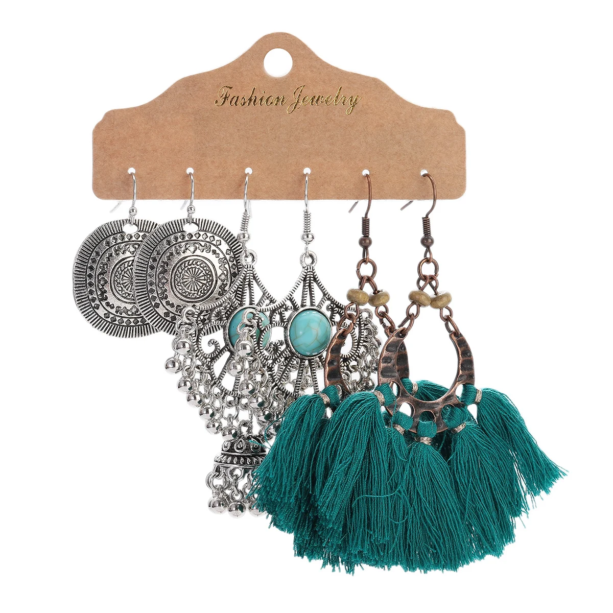 

3Pcs/set Vintage Boho Round Earrings For Women Brincos Tassel Dangle Earring Set 2023 Fashion Ethnic Earrings Jewelry Gift