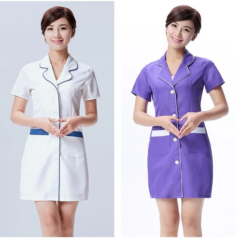 

Pink beauty uniform with beautician dress salon work clothes Spa uniforms scrubs coat Spa white robe experimental clothes