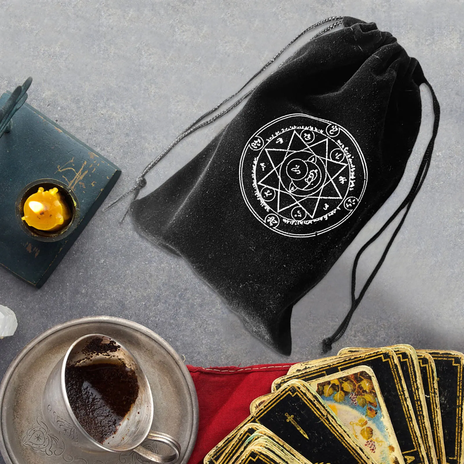 

12x18cm Tarot Oracle Cards Storage Bag Drawstring Storage Pouch Witch Divination Board Game Dice Jewelry