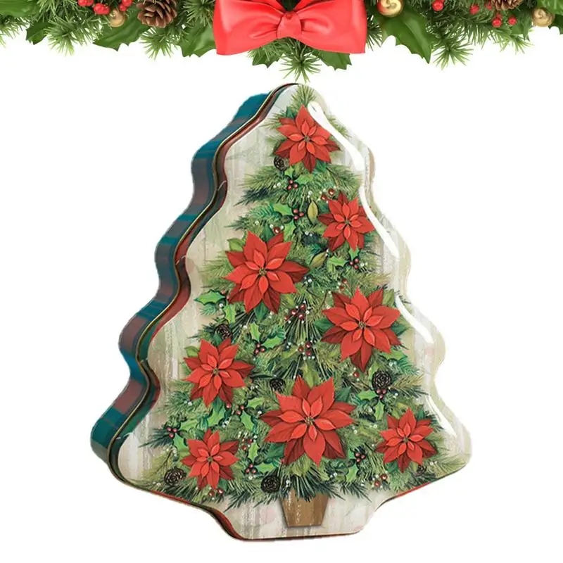 Tinplate Christmas Candy Gift Box Empty Metal Cookie Chocolate Tin Jar Holder Containers For Party Decor
