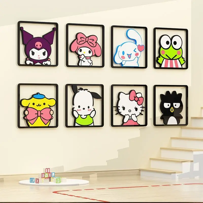 

Sanrio Kuromi Cinnamoroll Hello Kitty Children's Kawaii Room Layout Princess Bedroom Anime Bedside Wall Decoration Sticker Gift