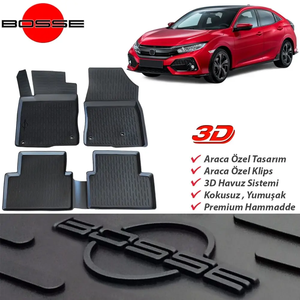 

Напольный 3D коврик для бассейна Honda Civic FC5 2016, универсальный автомобильный напольный коврик, противоскользящий автомобильный коврик для ног,...