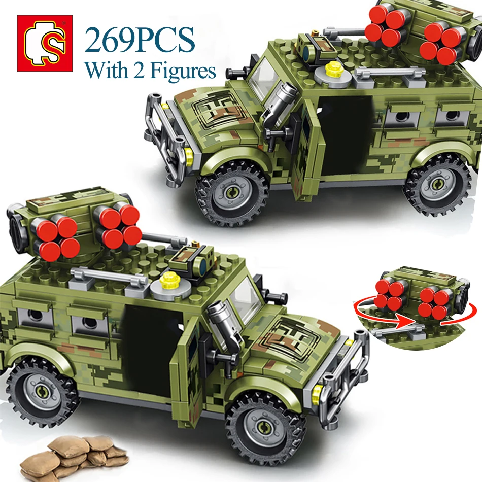 SEMBO 910Pcs WW2 Army Soldier Assault Vehicle Military Model Building Blocks Boys DIY Figures Bricks Toys For Children Gift