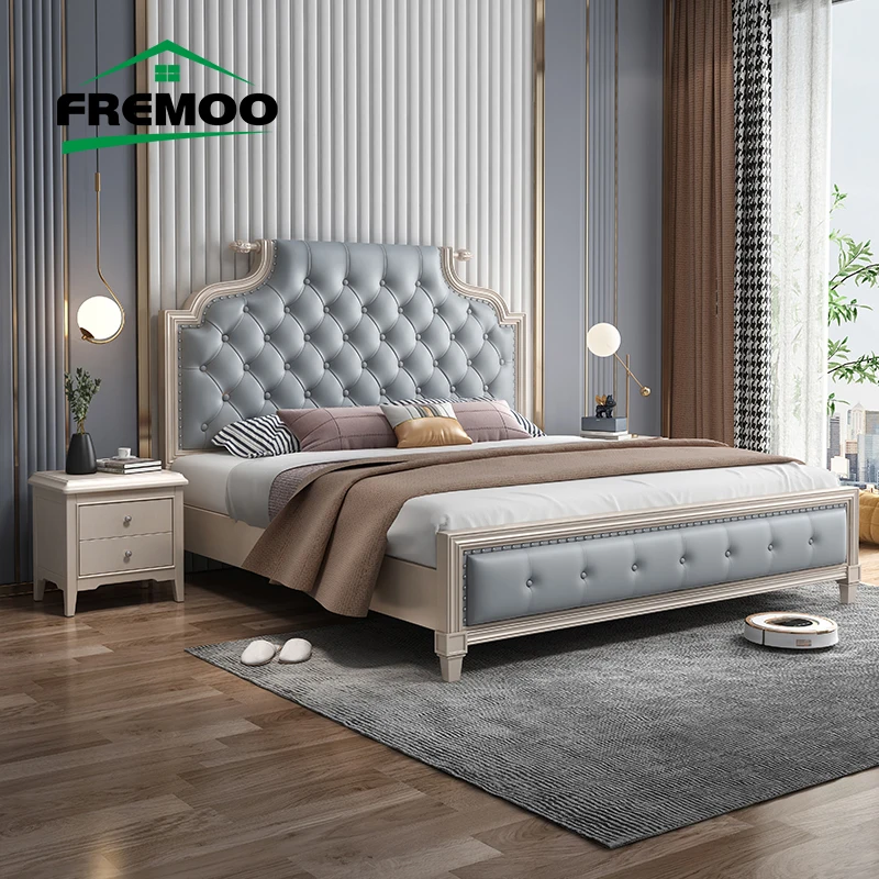 

Double Bed Box Modern Simple Double Wedding Bed with Soft Leather Backrest Designer Master Bedroom Muebles De Dormitorio