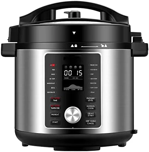 

Multi Cooker with Air Fry, Sous Vide, Rice, Sauté, Slow Cook, Steam, Roast, & Grill - Removable 8 QT Cooking Bowl, 8 Pre-Set Pr