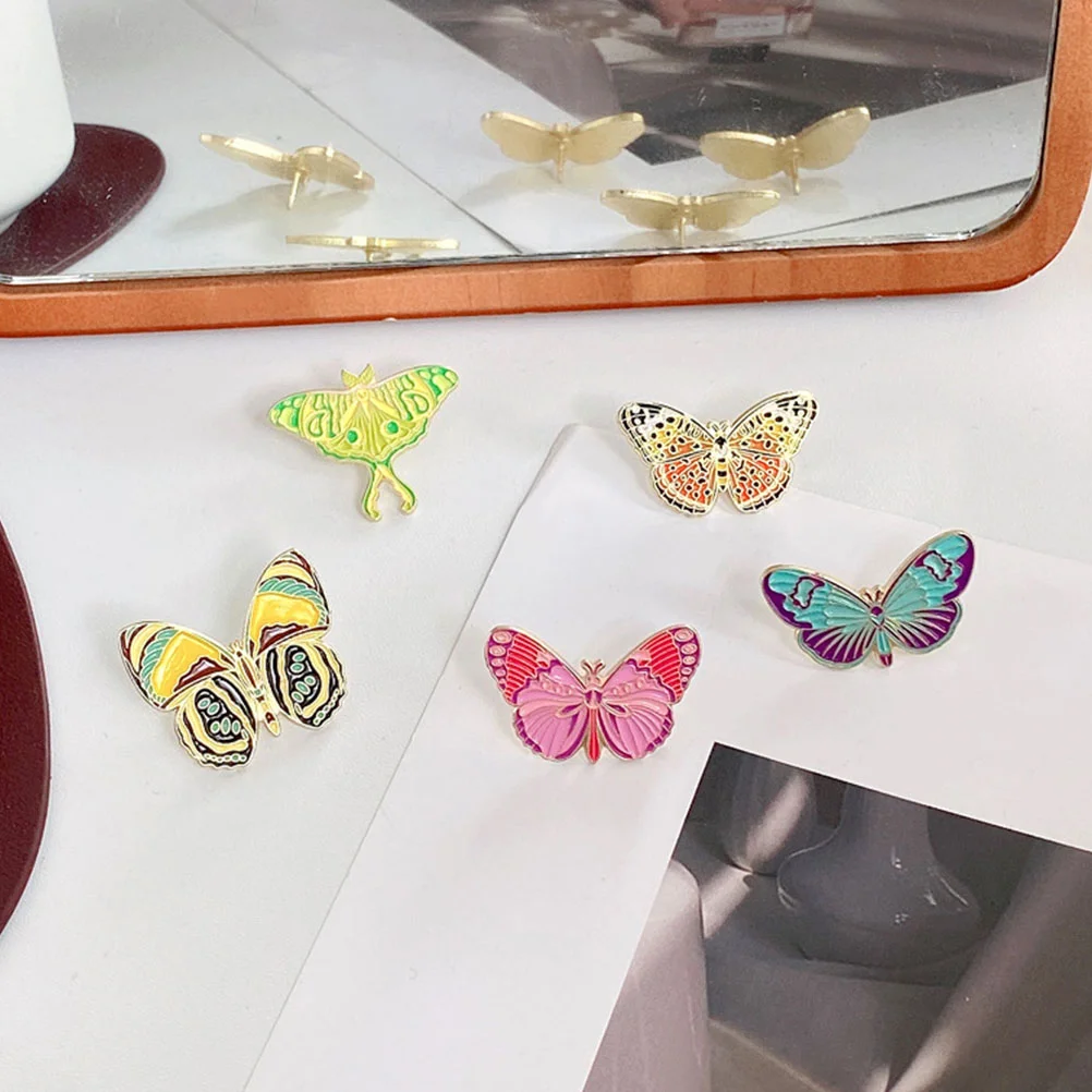 

5 Pcs Butterfly Brooch Vintage Backpack Insect Combination Pin Aesthetic Alloy Enamel Funny Pins Cute Bags