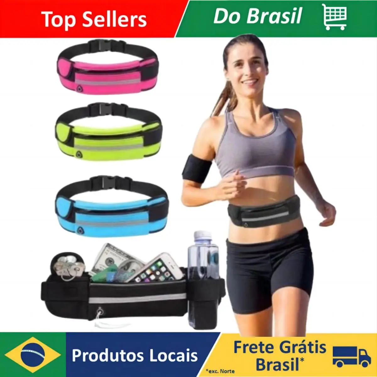 Bolsa Pochete Unissex Esportiva Sem Volume Compacta Leve impermeável porta celular porta garrafa enviar cor aleatória