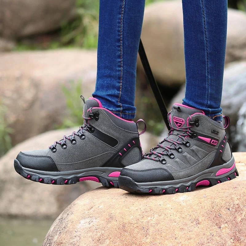 Winter Women Outdoor Trekking Boots Couple Hiking Shoes Woman Waterproof Non Slip Mountain Boots Men Climbing Trekking Sneakers