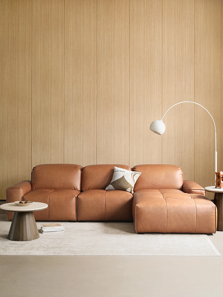 

Spot norhor Nordic expression / Italian simple retro style / Tusu leather adjustable backrest corner sofa K#