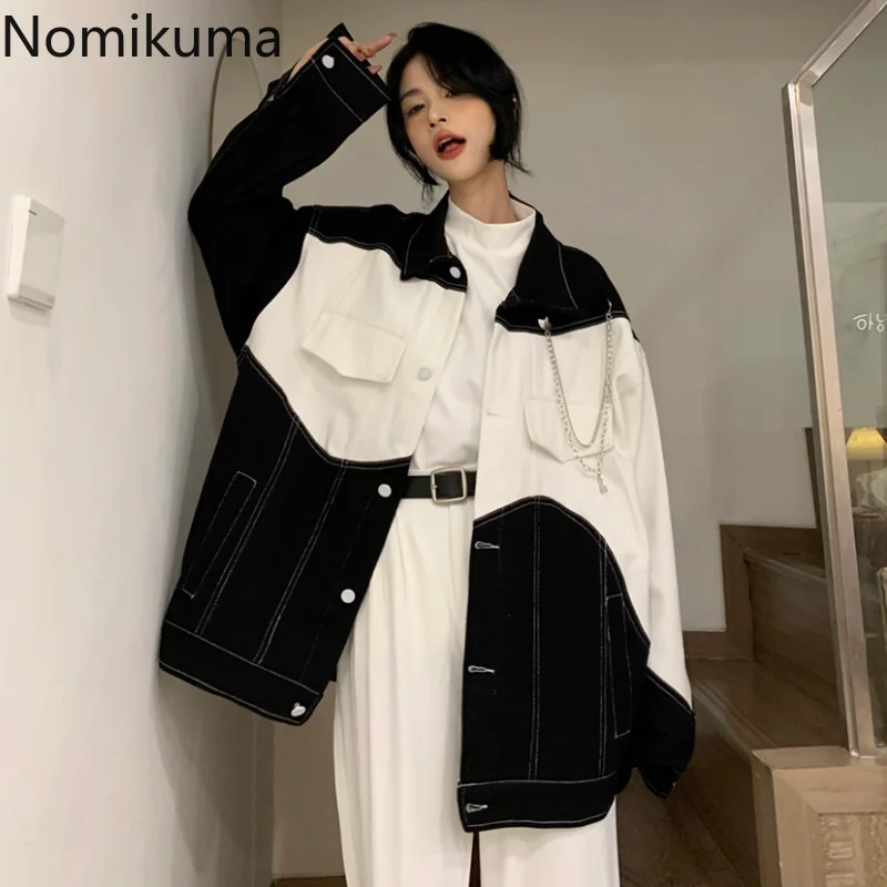 

Куртка Nomikuma Женская в стиле ретро, свободная Элегантная модная верхняя одежда контрастных цветов в стиле пэчворк, весна-осень 2022
