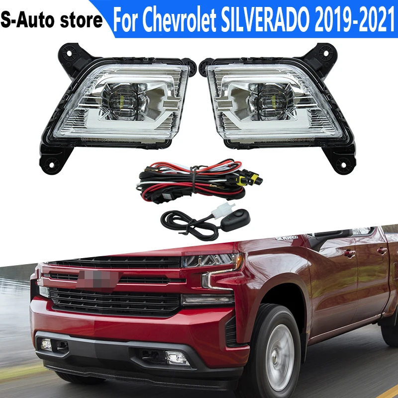 

1 комплект для Chevrolet SILVERADO 2019-2021 светодиодные передние противотуманные фары Дневные ходовые огни противотуманная фара в сборе специальные а...