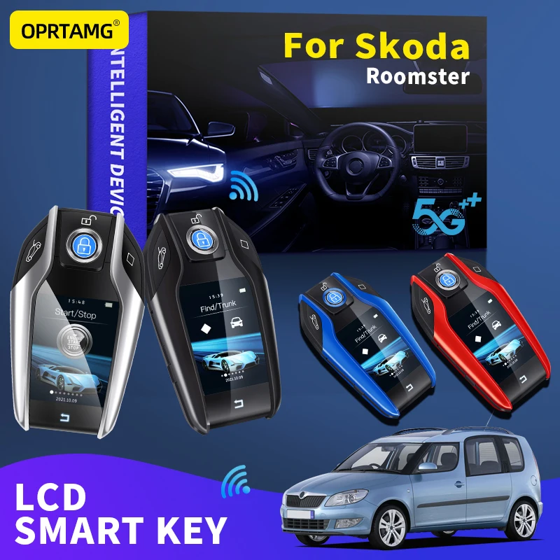 

OPRTAMG For Skoda Roomster Modified LCD Screen Smart Car Key 2000 2001 2002 2003 2004 2005 2006 2007 2008 2009 2010 2011-2022