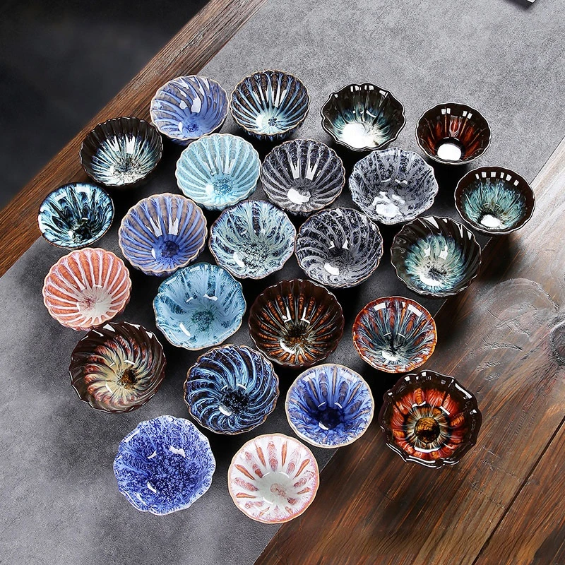 

Kiln Change Single Cup Large Petal Tea Cup Master Cup Tea Cup Special-shaped Cup Kung Fu Tea Cup Tea Set Wholesale
