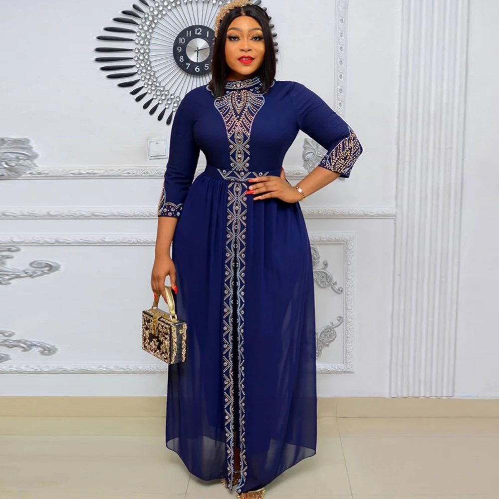 

Комплект из 2 предметов для женщин, мусульманская африканская одежда, Африканский Дашики, новый модный костюм из двух предметов, Длинные Топ...