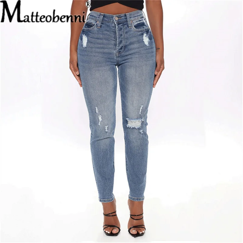 

Женские джинсы с завышенной талией, модные сексуальные эластичные облегающие брюки-карандаш с эластичным поясом, 2022