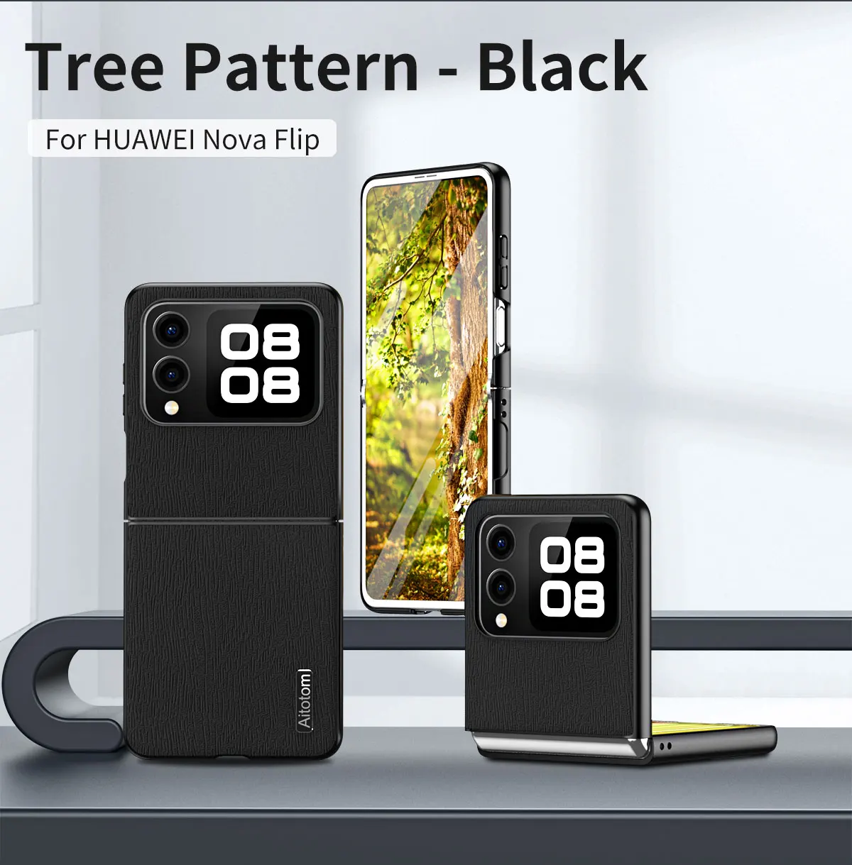 Чехол для Huawei nova Flip Leather Tree Pattern Front PC Frame Силиконовый защитный жесткий чехол