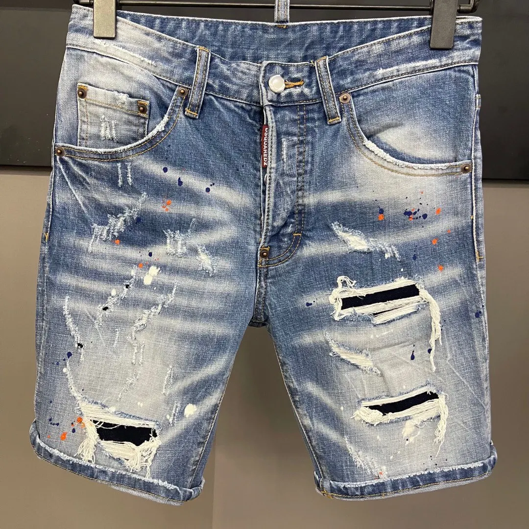

New DSQ D2 Summer Men's Short Jeans Fashion Casual Slim High Quality Denim Shorts Clothing