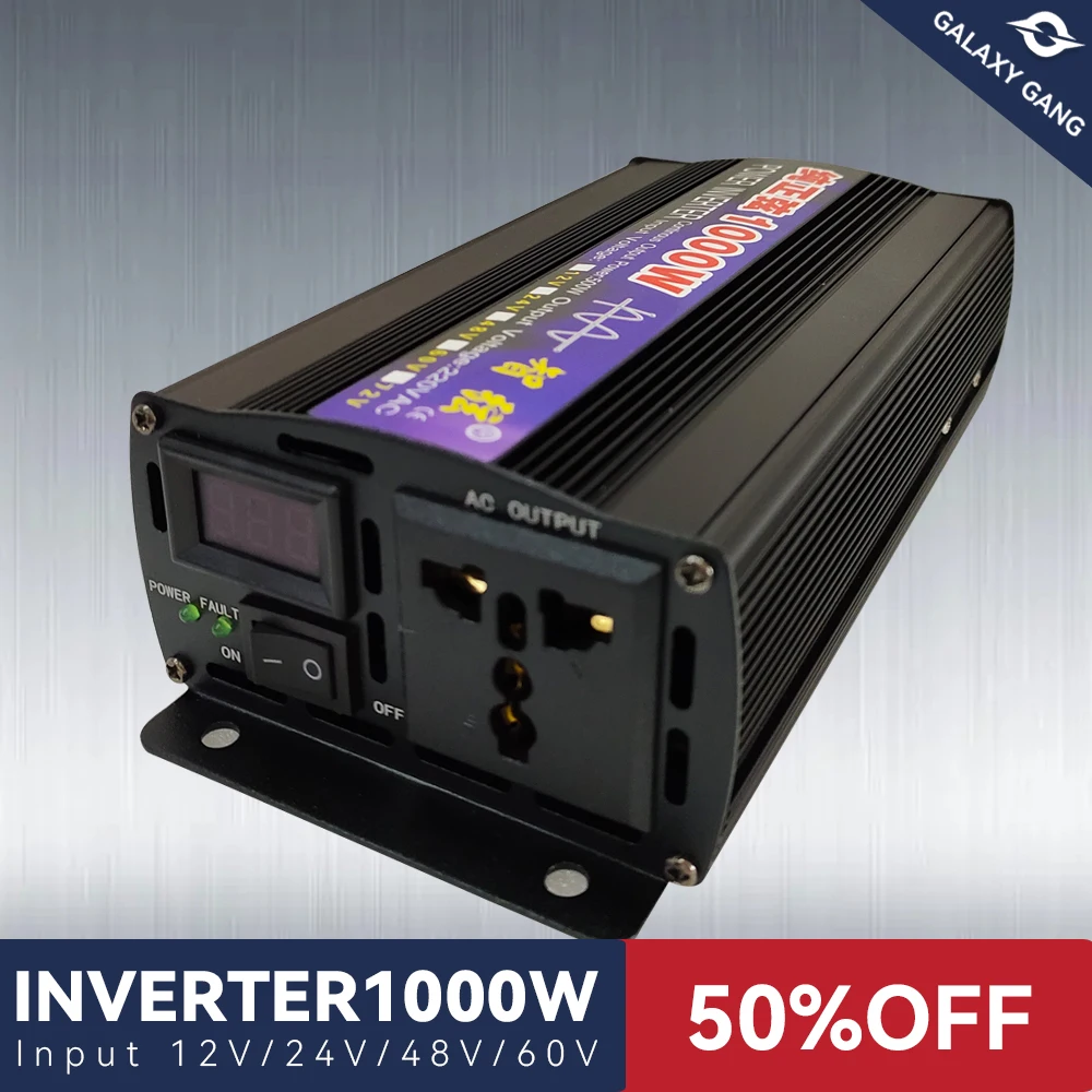 

1000W Pure Sine Wave Inverter Voltage DC 12V 24V 48V 60V To AC 110V 220V Transformer Power Converter Wind / Solar Inverter