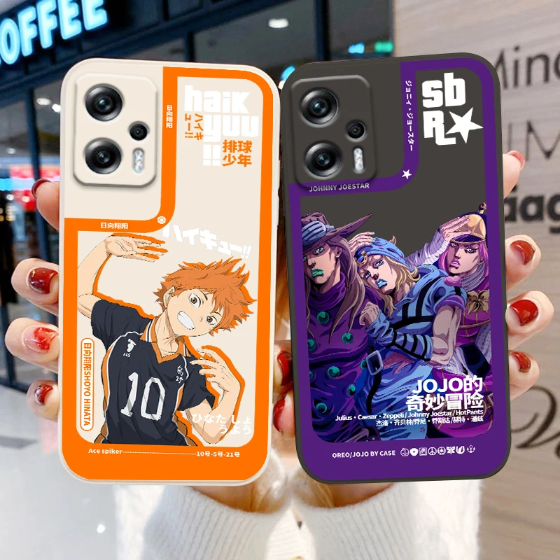 

Haikyuu JoJo's Adventure Phone Case For Xiaomi Redmi Note 11 11S 11T 10S 10 9S 9T 9 8T 8 Pro Plus 5G Liquid Rope Soft Cover
