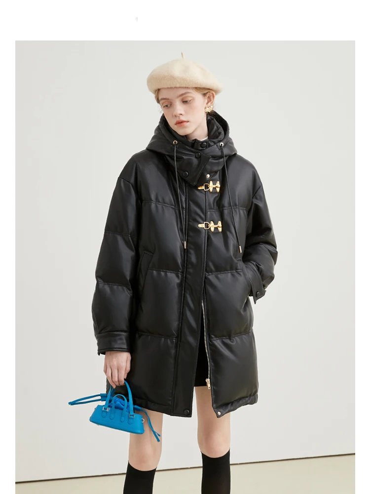 Модное женское матовое пальто из искусственной кожи новинка 2022 однотонная