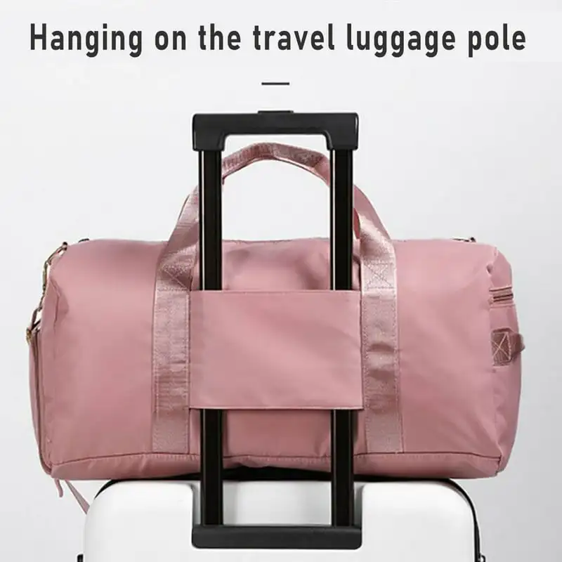 Elegant Dry/Wet Separated Pink Sport Duffle Bag for Men & Women with Soft Material, Gym Bag Training Handbag Yoga Bag Travel Bac
