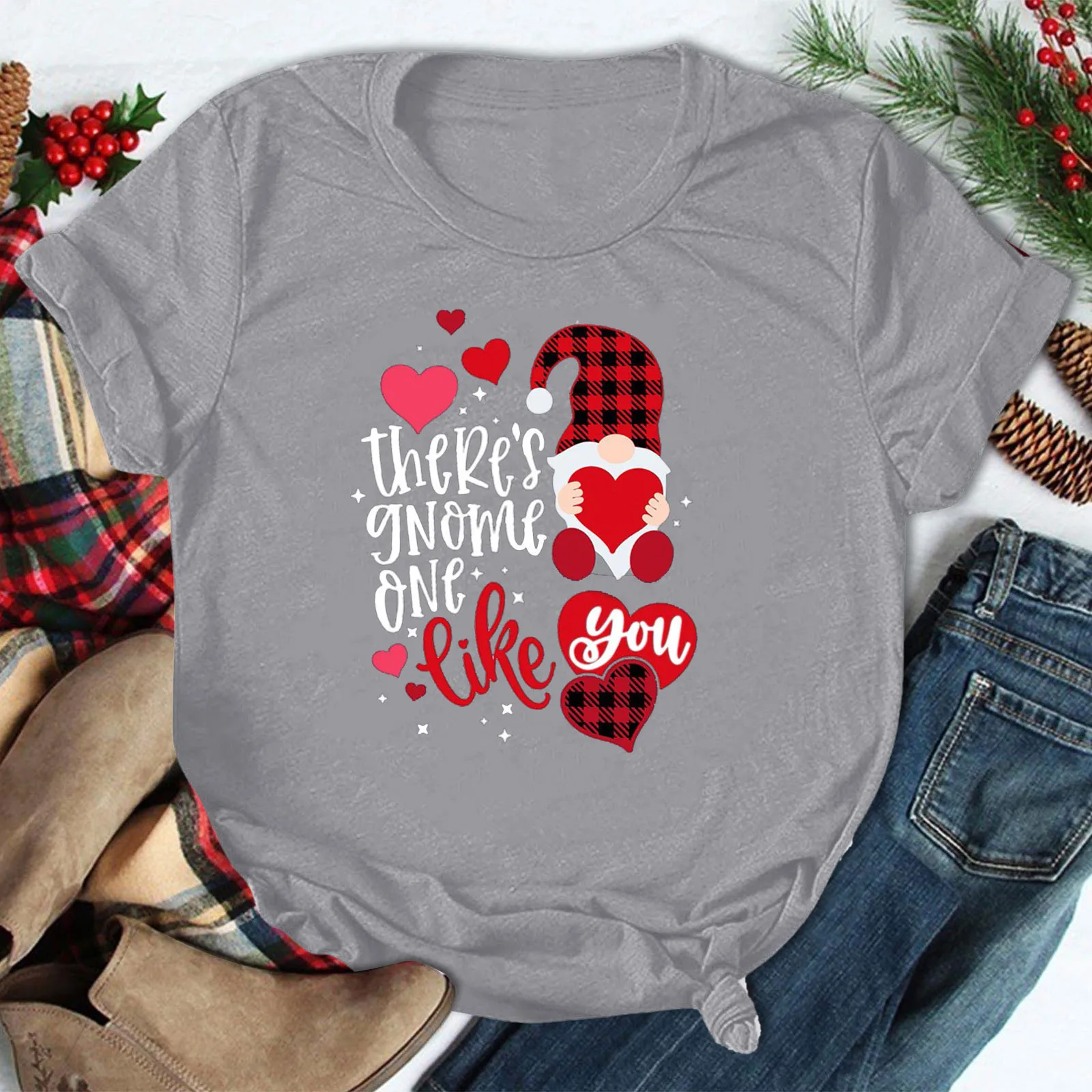 

Plain White Long Sleeve Shirt Women's Valentine's Day Print Round Neck Plain White Long Sleeve Shirt Ladies Long Sleeve Shirts