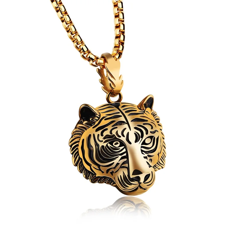 

sheishow Trend Domineering Tiger Head Pendant Necklace For Women Men Hip Hop Locomotive Party Fashion Unisex Neck Chain Jewelry