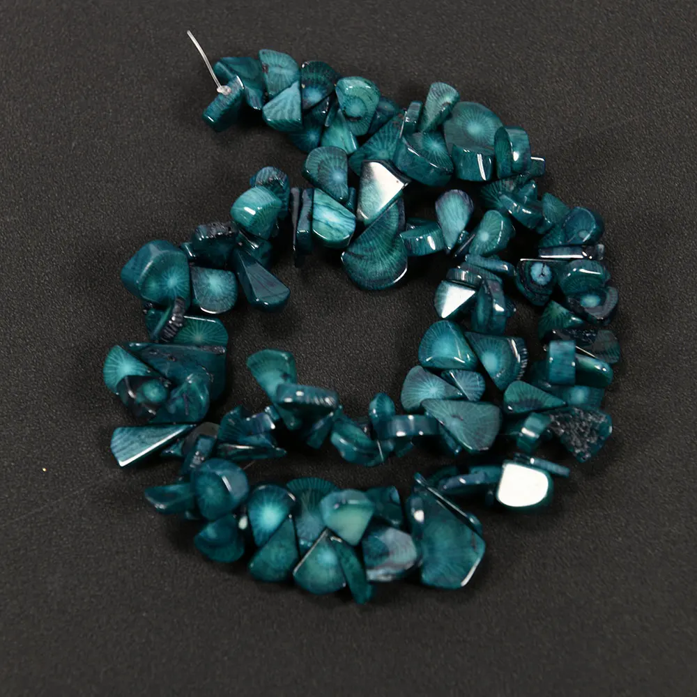 APDGG Top-drilled Fan Blue Coral Gems Stone Loose Beads 15'' Strands Jewelry Making DIY