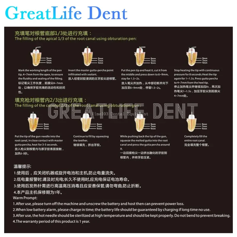 GreatLife Dent Dental Беспроводная система обтурации гуттаперча Комплект эндосистемы