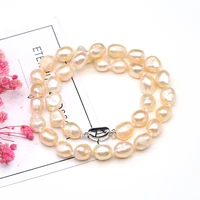 10 11mm orange natural freshwater pearl irregular round bead necklace bracelet diy jewelry making craft gift party wholesale45cm