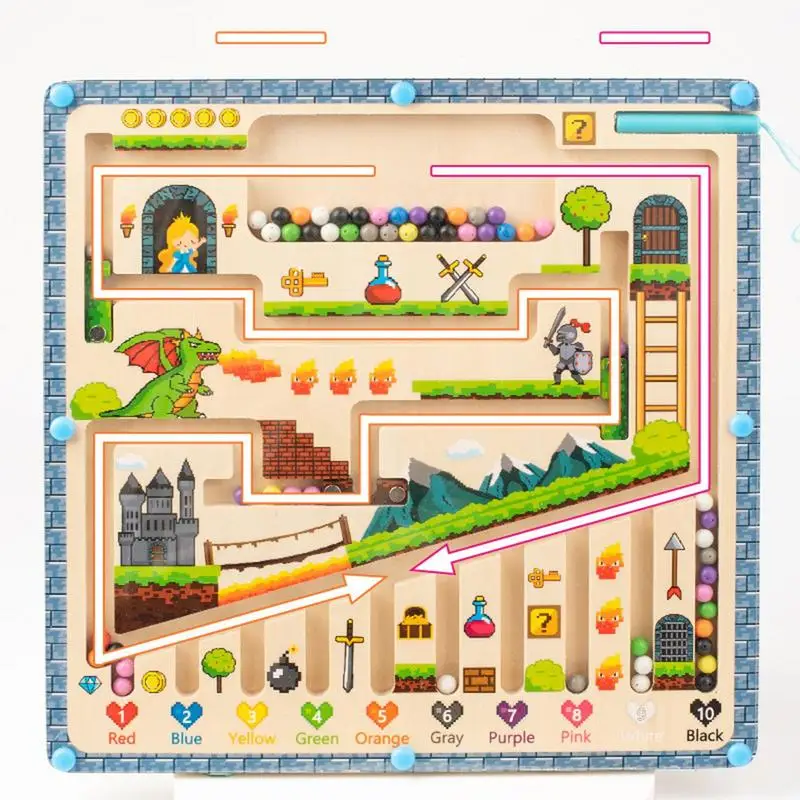 

Детский Магнитный лабиринт с цветами и цифрами, деревянная Магнитная классификация Монтессори, настольная игра, Обучающие Детские игрушки