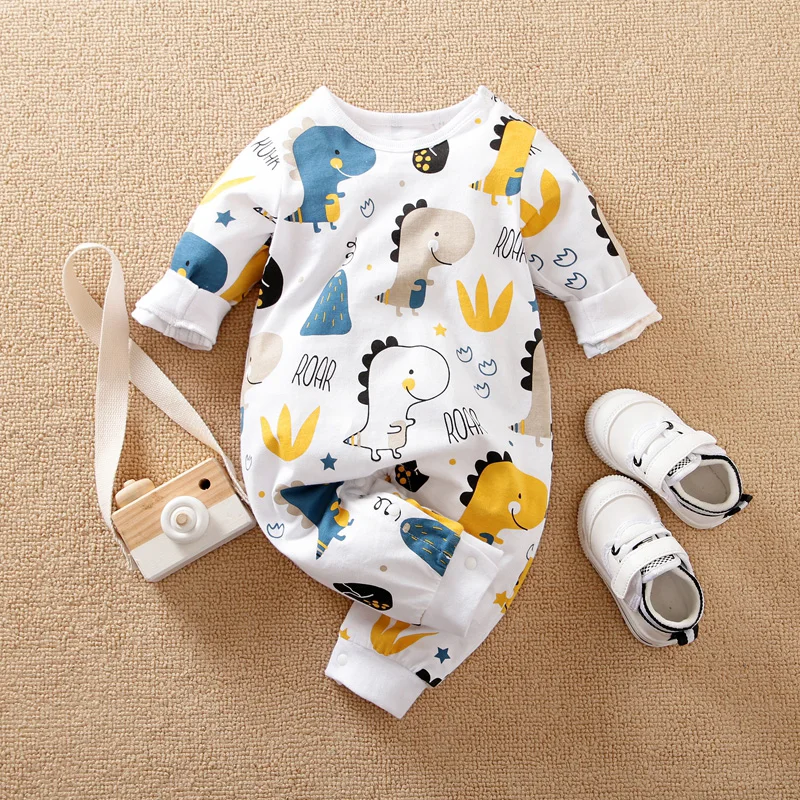 

Hibobi Baby Boy Dinosaur Cute Pattern Long Sleeve Jumpsuit