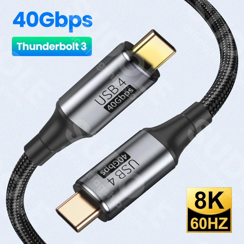 

USB4.0 Thunderbolt 3 20/40Gbps Data Cable PD 100W 5A Fast Charging USB Type C to Type C 8K@60Hz Cable Cord For Macbook Pro 1m
