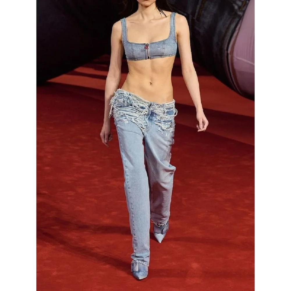 

Женские джинсы из чистого хлопка, трендовые женские джинсы на плоской подошве с завышенной талией, одежда y2k, новинка 2022, брюки высокого каче...