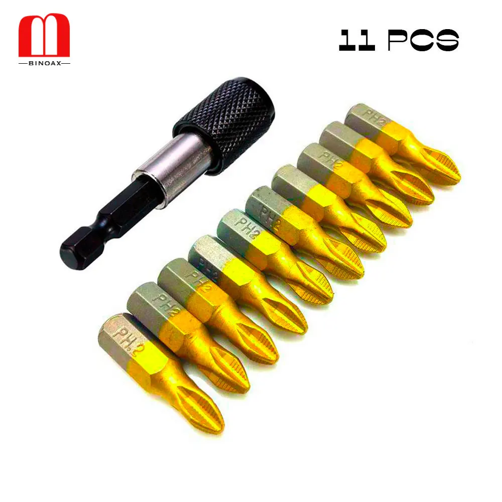 

Отвертка PH2 с титановым покрытием и быстроразъемным держателем, 10 шт., 25 мм, 1/4 дюйма