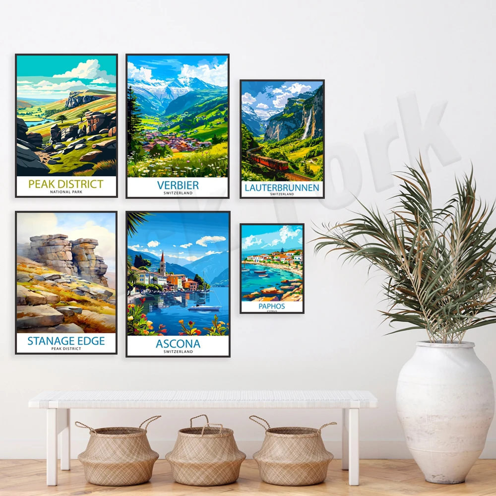 Фото Loch Lomond, Scafell Pike, Ascona, Lauterbrunnen, Verbier, Buttermere Lake District, Paphos, Cyprus, Stanage Edge дорожный постер №4