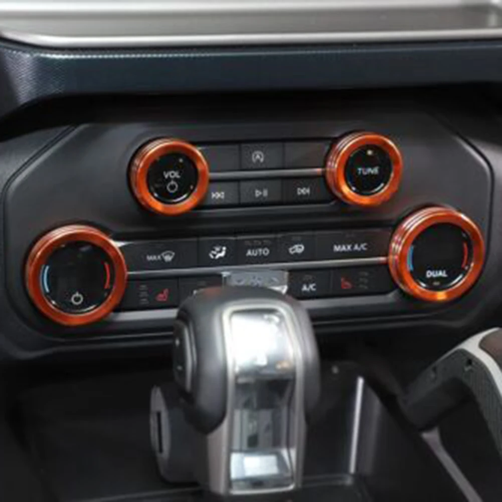 

4pcs/set Car Air Condition Switch Knob Trim Cover AC Control Switch Button Decorative Ring Cover For Ford Bronco 2021 2022