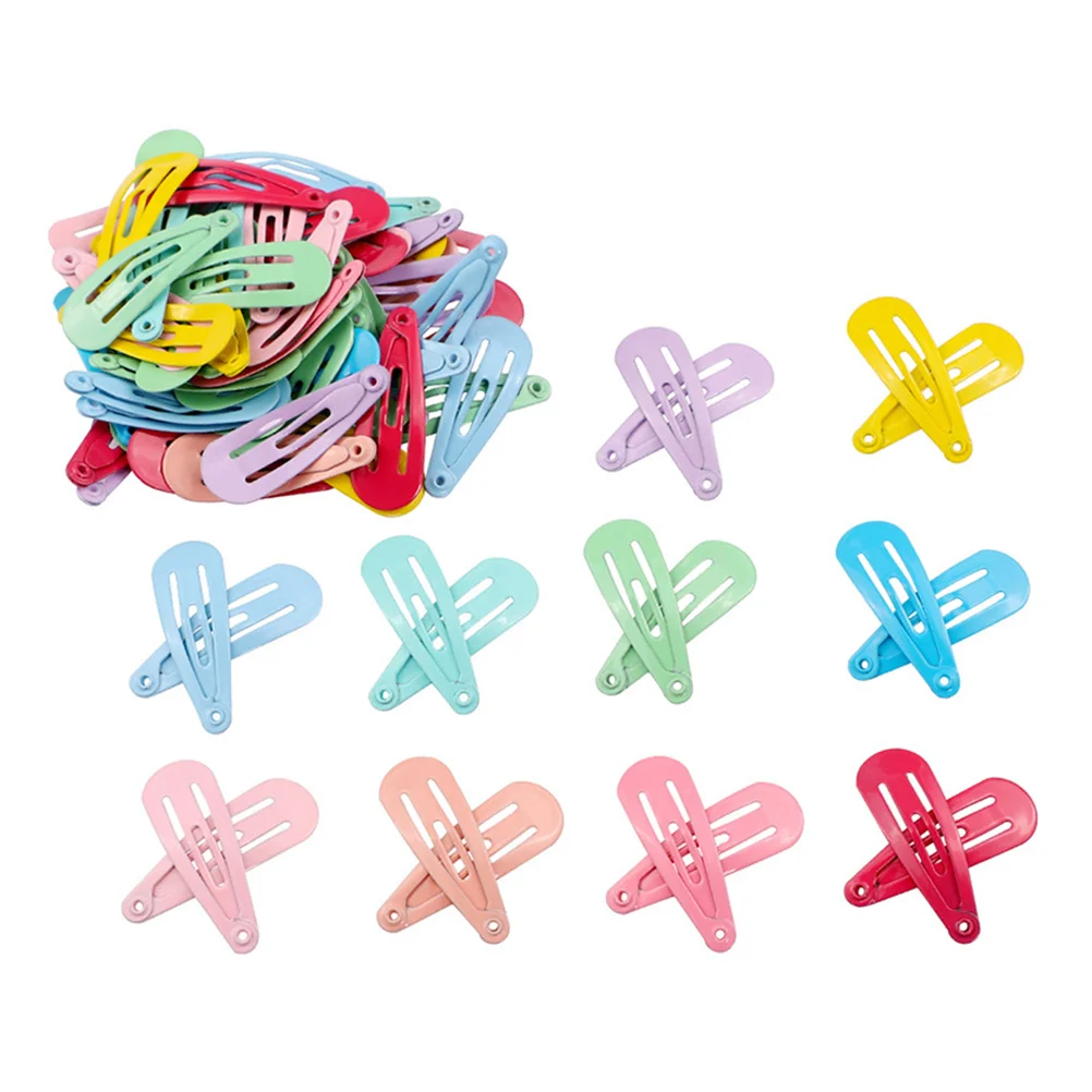 

50pcs Kids Hair Clip Metal Snap Hair Clips Candy Color Barrettes Girls Hairpins