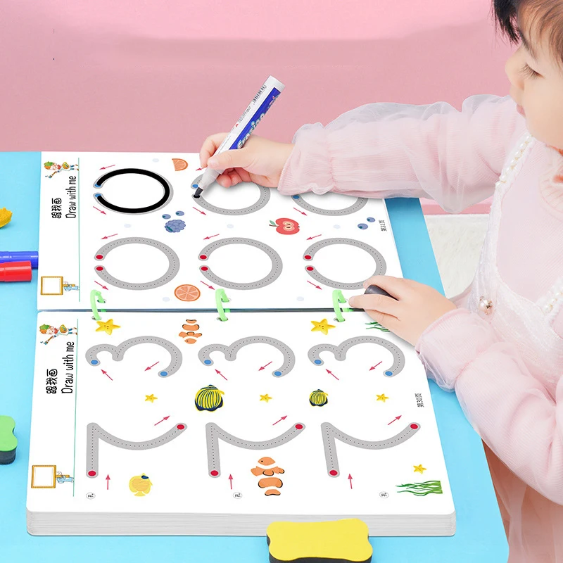 Bambini giocattoli Montessori giocattoli matematici educativi disegno Tablet controllo della penna cartella di lavoro per l'allenamento della mano per il libro di gioco della partita di forma del bambino