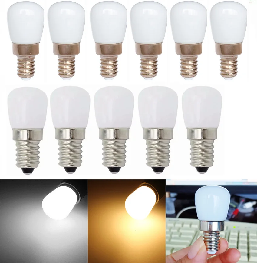 10Pcs 110V 220V 12V 24V LED Fridge Light Bulb E14 E12 3W Refrigerator Corn bulb White LED Lamp SMD2835 Replace Halogen Lights