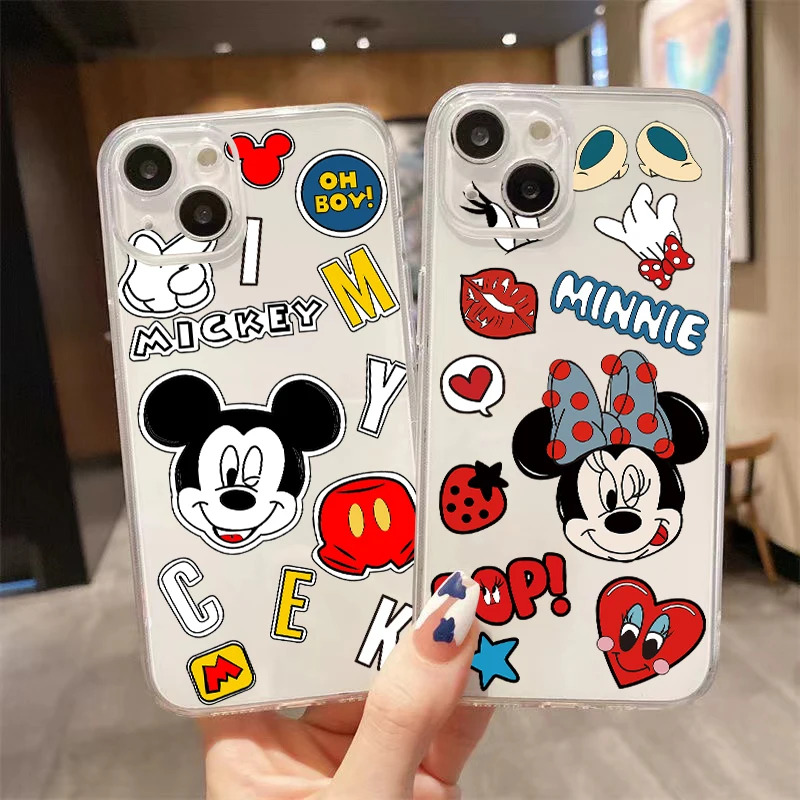 

Disney Cute Mickey Minnie Clear Phone Case For iPhone 13 12 Pro Max Mini 11 Pro X XR XS Max 6 6S 7 8 Plus Se2 Coque Soft Cover
